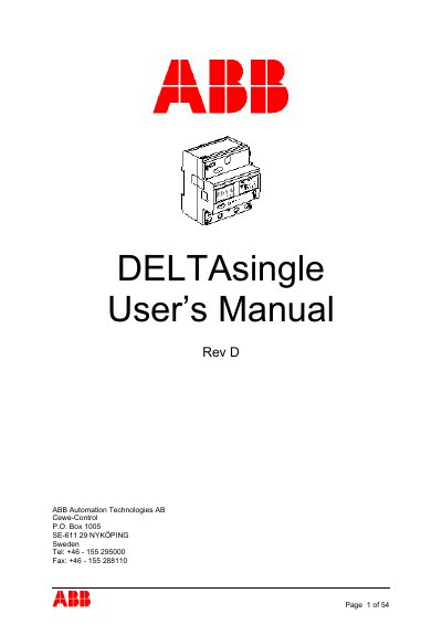 ABB DELTAsingle User Manual - cover page