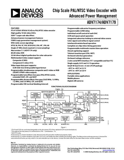 Analog Devices ADV7174/ADV7179 Datasheet - cover page