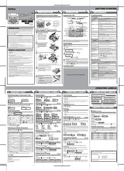 Brother PT-1280 Electronic Labeling System User's Guide - cover page