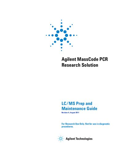 Agilent MassCode PCR Research Solution LC/MS Prep Maintenance Guide - cover page