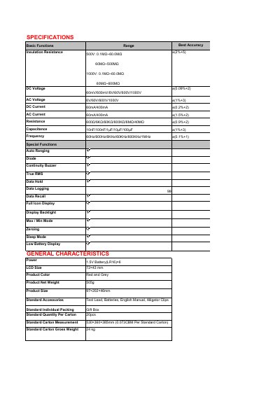 UNI-T 500V/1000V Multimeter Product Leaflet - cover page