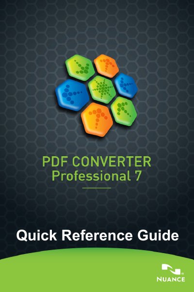 Nuance PDF Converter Professional 7 Quick Reference Guide - cover page