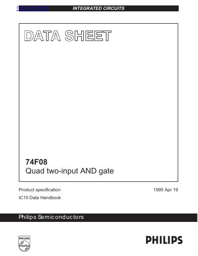 Philips Semiconductors 74F08 Quad Two-Input AND Gate Datasheet - cover page