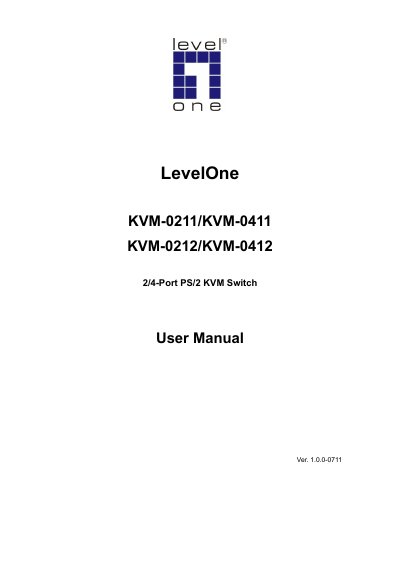 LevelOne KVM-0211/KVM-0411 KVM-0212/KVM-0412 2/4-Port PS/2 KVM Switch User Manual - cover page