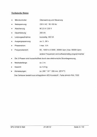 Mikrokontroiler SFU 0102 Technology Data - cover page