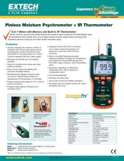 Extech MO295 Pinless Moisture Meter User's Guide - cover page