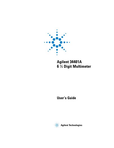 Agilent 34401A 6 ½ Digit Multimeter User's Guide - cover page