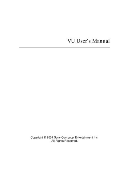 Sony PlayStation 2 VU User Manual