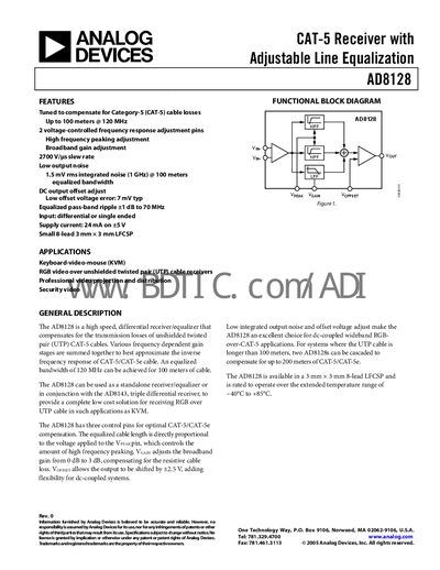Analog Devices AD8128 Datasheet - cover page