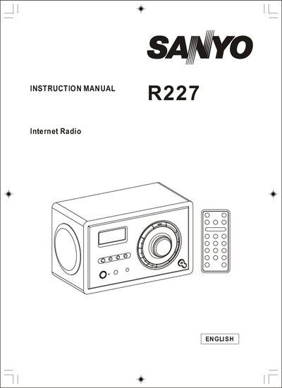 Sanyo R227 Internet Radio Instruction Manual - cover page