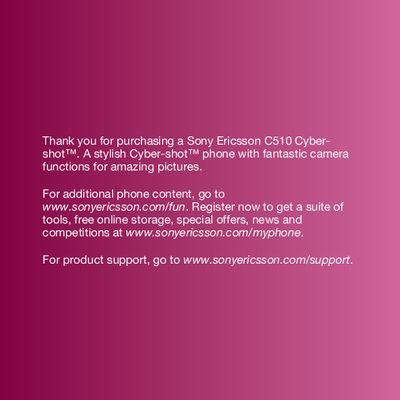 Sony Ericsson G510 Cyber-shot user manual