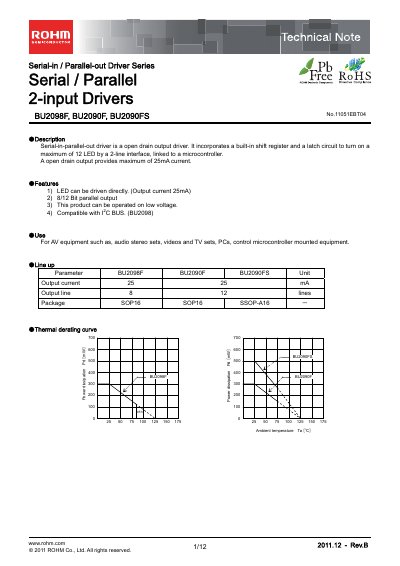 ROHM BU2098F / BU2090F / BU2090FS Technical Note - cover page