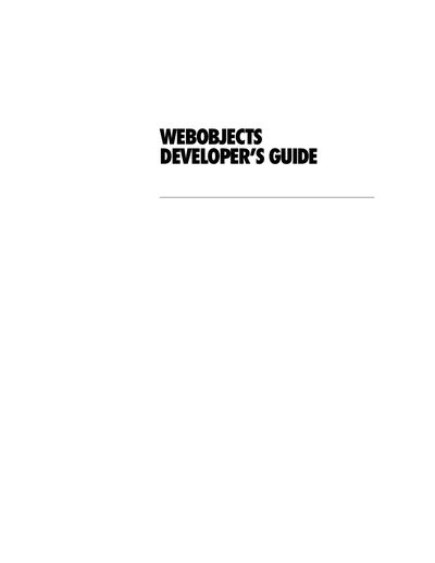 Apple WebObjects 3.5 Developer's Guide - cover page