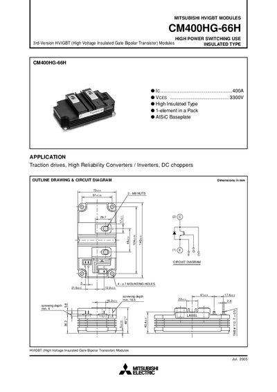Mitsubishi CM400HG-66H Datasheet - cover page