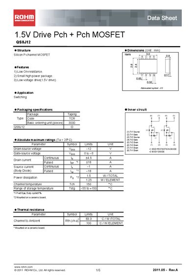 ROHM QS8J12 Datasheet - cover page