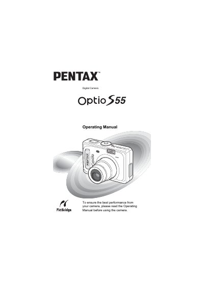 Pentax Optio S55 Digital Camera Operating Manual - cover page
