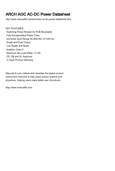 ARCH AOC Series AC-DC Power Module Datasheet - cover page