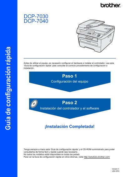 Brother DCP-7030/7040 Quick Start Guide - cover page