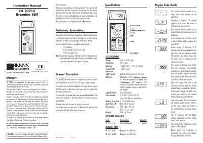 Hanna Instruments HI 93716 Bromine ISM Instruction Manual - cover page