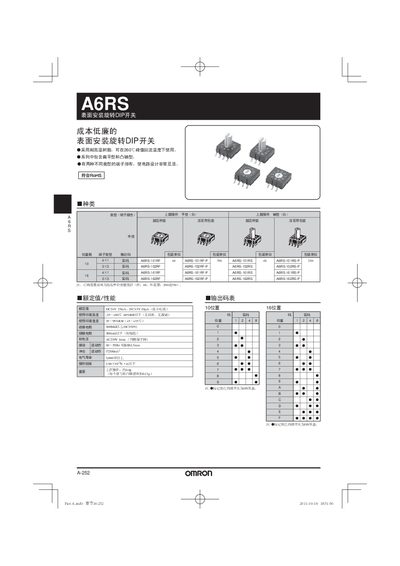 Omron A6RS Surface-Mount Rotary DIP Switch Datasheet