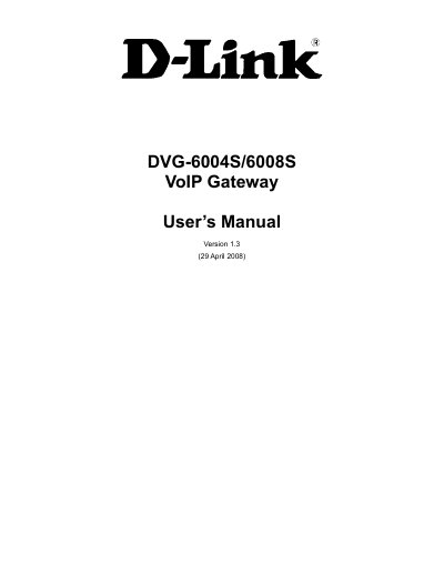 D-Link DVG-6004S/6008S VoIP Gateway User Manual - cover page