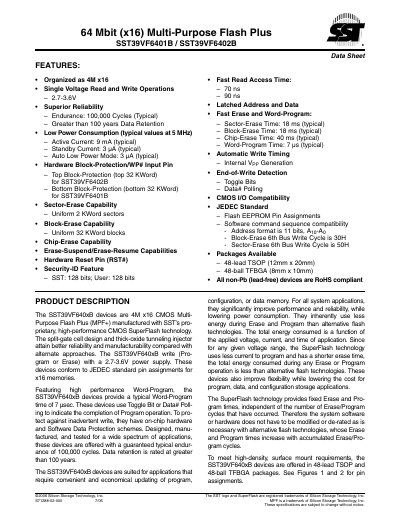 SST SST39VF6401B / SST39VF6402B Data Sheet - cover page