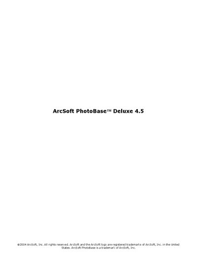 ArcSoft PhotoBase Deluxe 4.5 User Manual - cover page