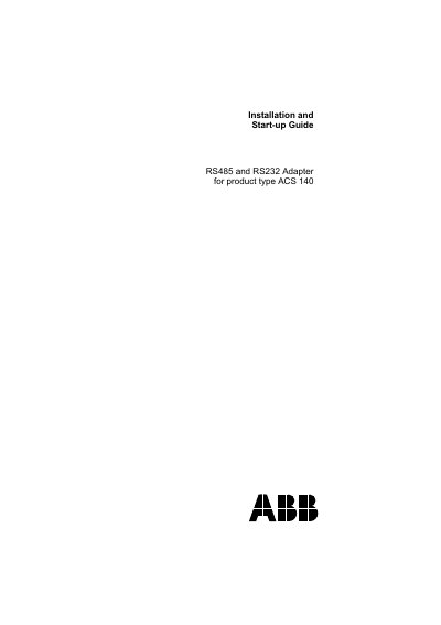 ABB ACS 140 RS485/RS232 Adapter Installation Guide - cover page