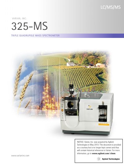 Agilent 325-MS Triple Quadrupole Mass Spectrometer Product Leaflet - cover page