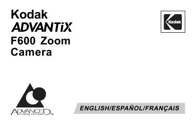 Kodak F600 Zoom Camera User Manual - cover page