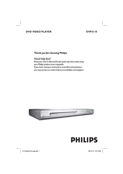 Philips DVP3110 DVD Video Player User Manual - cover page