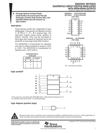 Texas Instruments SN54HC03 Datasheet - cover page