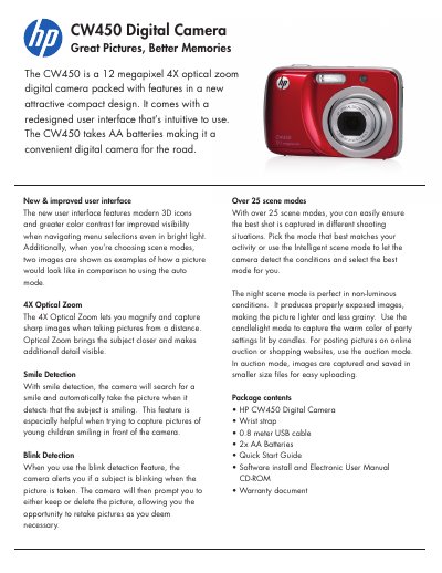 HP CW450 Digital Camera User Manual - cover page