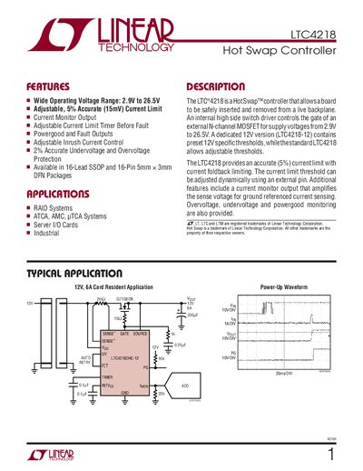 Linear Technology LTC4218 User Manual - cover page