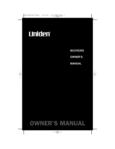 Uniden BC370CRS Scanner Owner's Manual - cover page