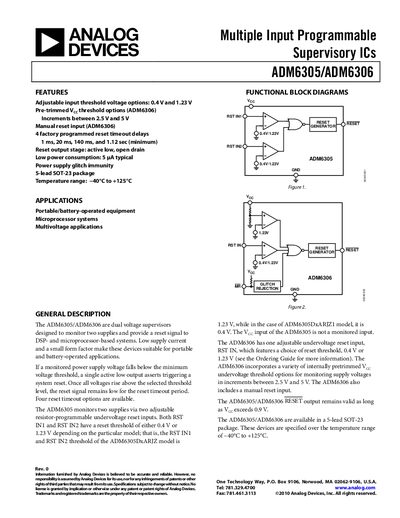 Analog Devices ADM6305/ADM6306 Datasheet - cover page