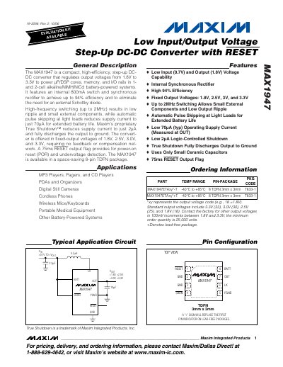 Maxim MAX1947 Step-Up DC-DC Converter Datasheet - cover page
