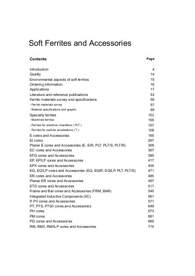 Ferroxcube Various Ferrite Cores Product Manual - cover page