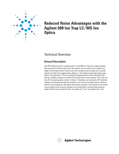 Agilent 500 Ion Trap LC/MS Ion Optics Technical Overview - cover page