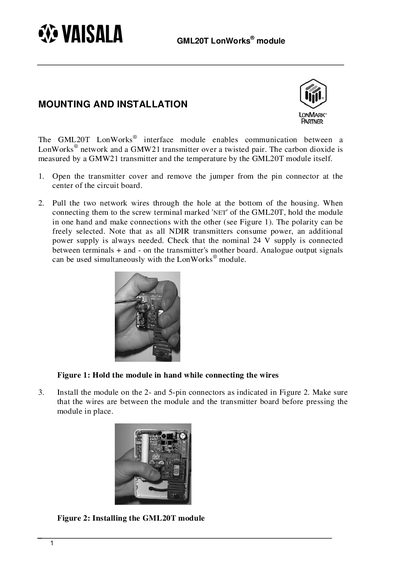Vaisala GML20T LonWorks Module Installation Guide