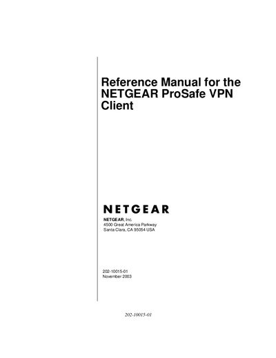 Netgear ProSafe VPN Client Reference Manual - cover page