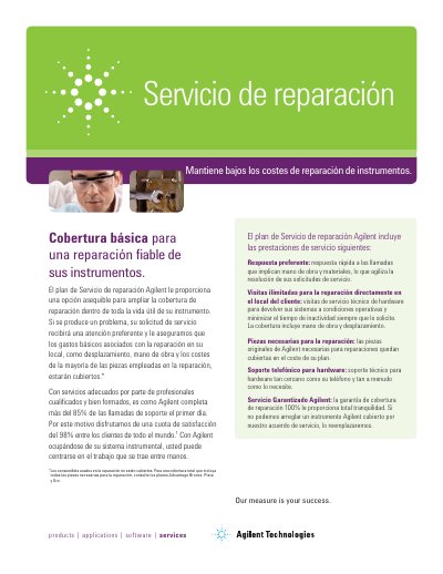 Agilent Repair Service Plan Guide - cover page