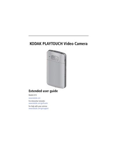 Kodak Zi10 PlayTouch Video Camera User Manual - cover page