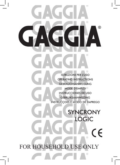 Gaggia Synchro Logic Espresso Machine User Guide - cover page