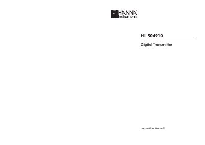 Hanna HI 504910 Digital Transmitter Instruction Manual - cover page