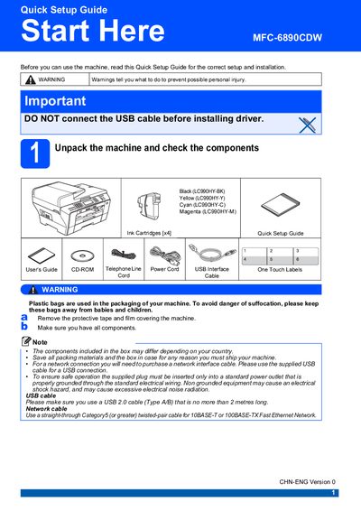 Brother MFC-6890CDW Quick Setup Guide - cover page