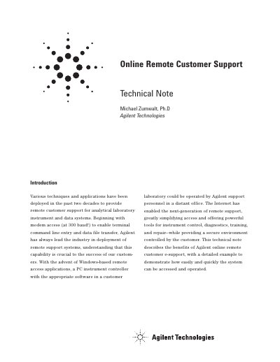 Online Remote Customer Support Technical Note - cover page