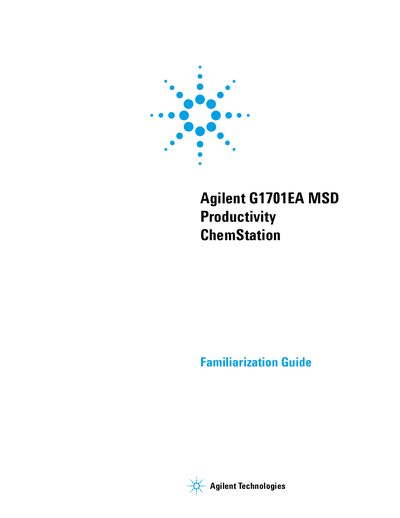 Agilent G1701EA MSD Productivity ChemStation Familiarization Guide - cover page