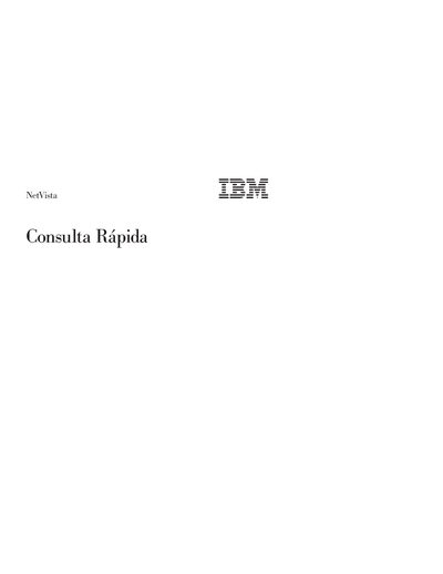 IBM NetVista Quick Reference Manual - cover page