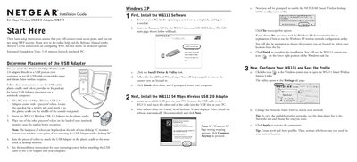 NETGEAR WG111 Wireless USB Adapter Installation Guide - cover page